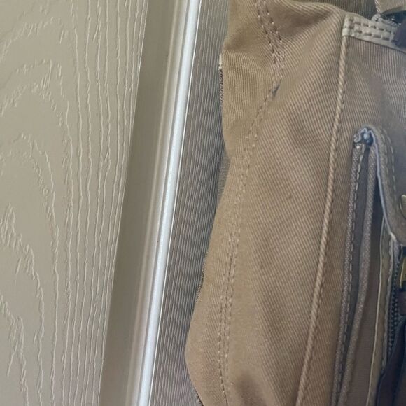 Fossil long live vintage khaki & Brown canvas shoulder bag antique tone hardware - Picture 10 of 14
